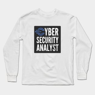 Cyber Security Analyst Black Background Circuits Long Sleeve T-Shirt